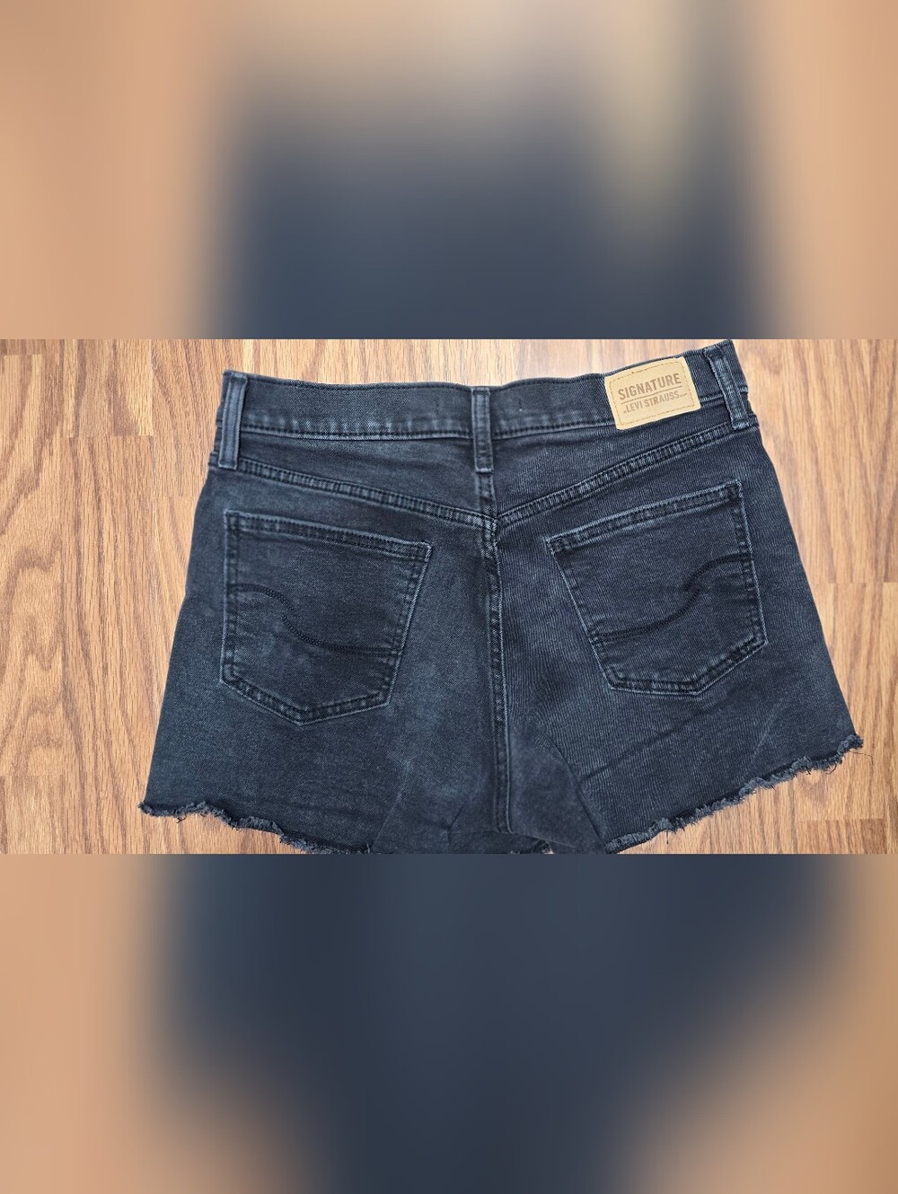 Signature Black Denim Frayed Hem Women's Shorts